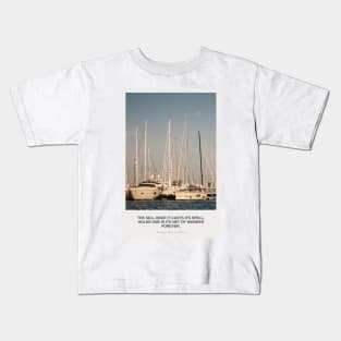 Mediterranean photography in Mallorca with yachts, palms and sea quote Kids T-Shirt
